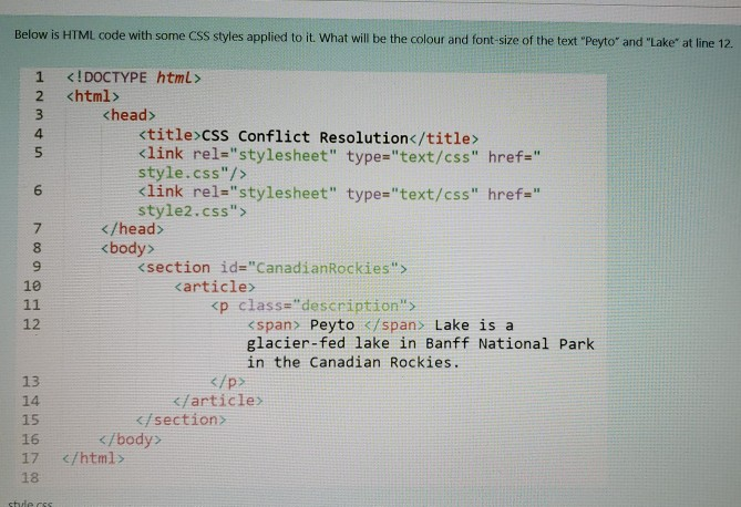Solved Below Is Html Code With Some Css Styles Applied To Chegg Com