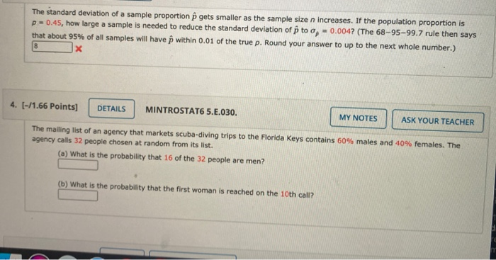 Standard Deviation Using Proportion Solved The standard deviation of a sample proportion gets | Chegg.com