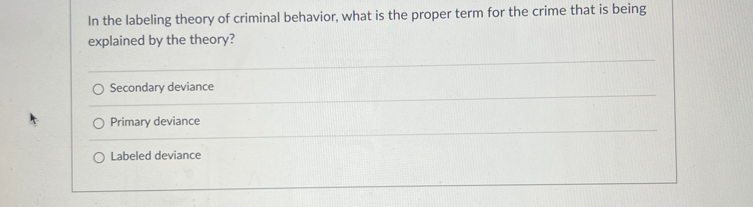 Solved In the labeling theory of criminal behavior, what is | Chegg.com