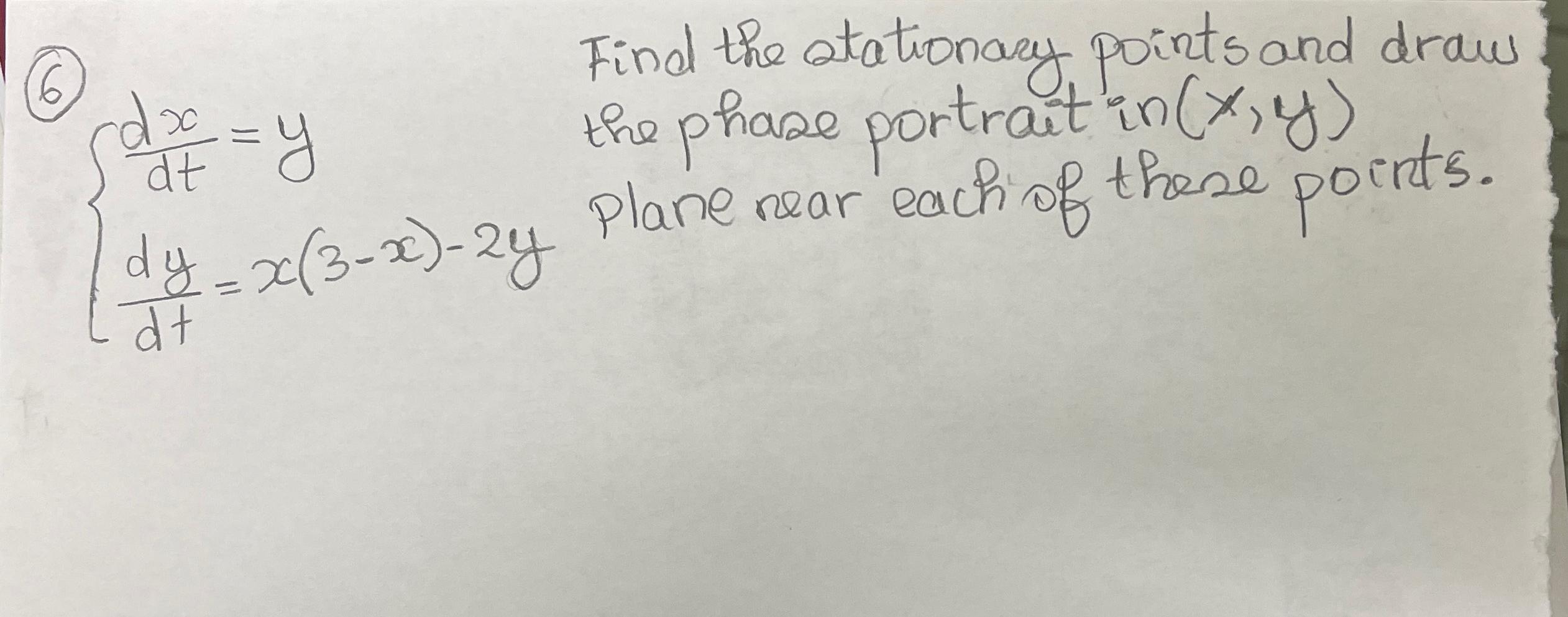 Solved 6 Dxdt Y ﻿the Phase Portrait In X Y Dydt X 3 X 2y