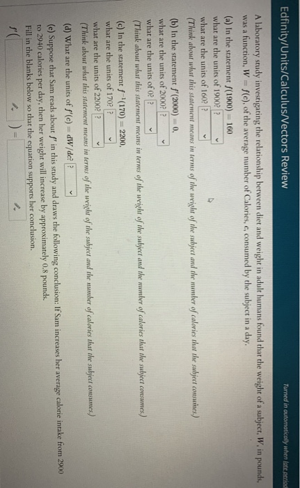 Solved Edfinity/Units/Calculus/Vectors Review Turned In | Chegg.com