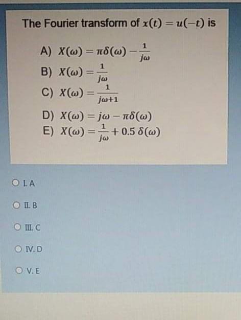 Solved The Fourier Transform Of X T U T Is 1 1 1 A Chegg Com