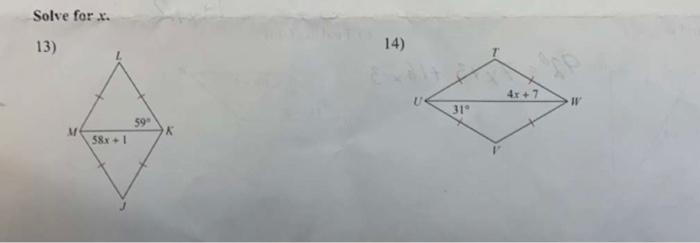 Solved Solve for x. 13) 14) | Chegg.com