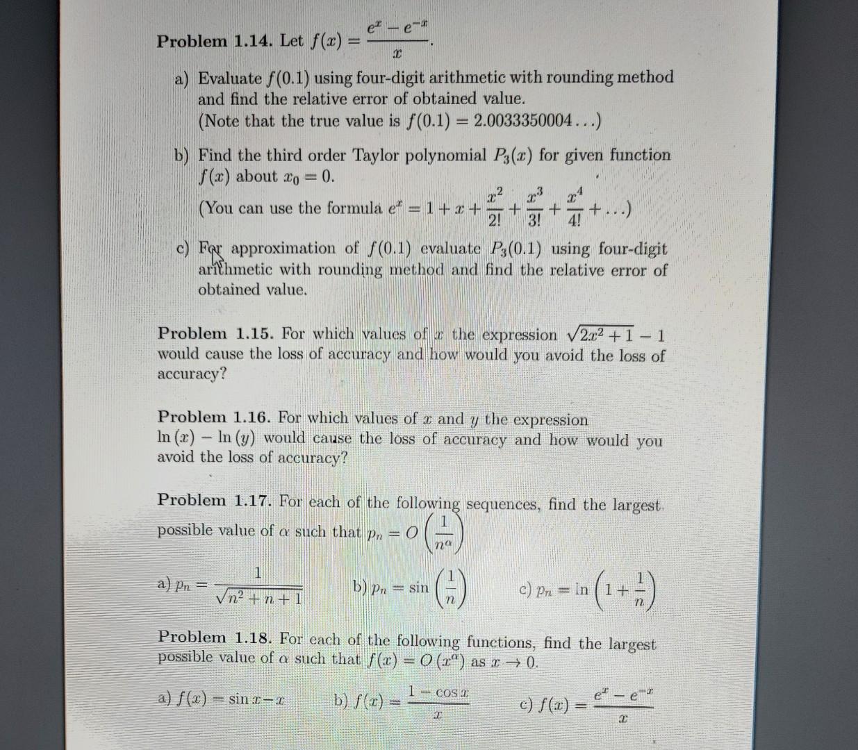 Solved Problem 1 14 Let F X Xex−e−x A Evaluate F 0 1