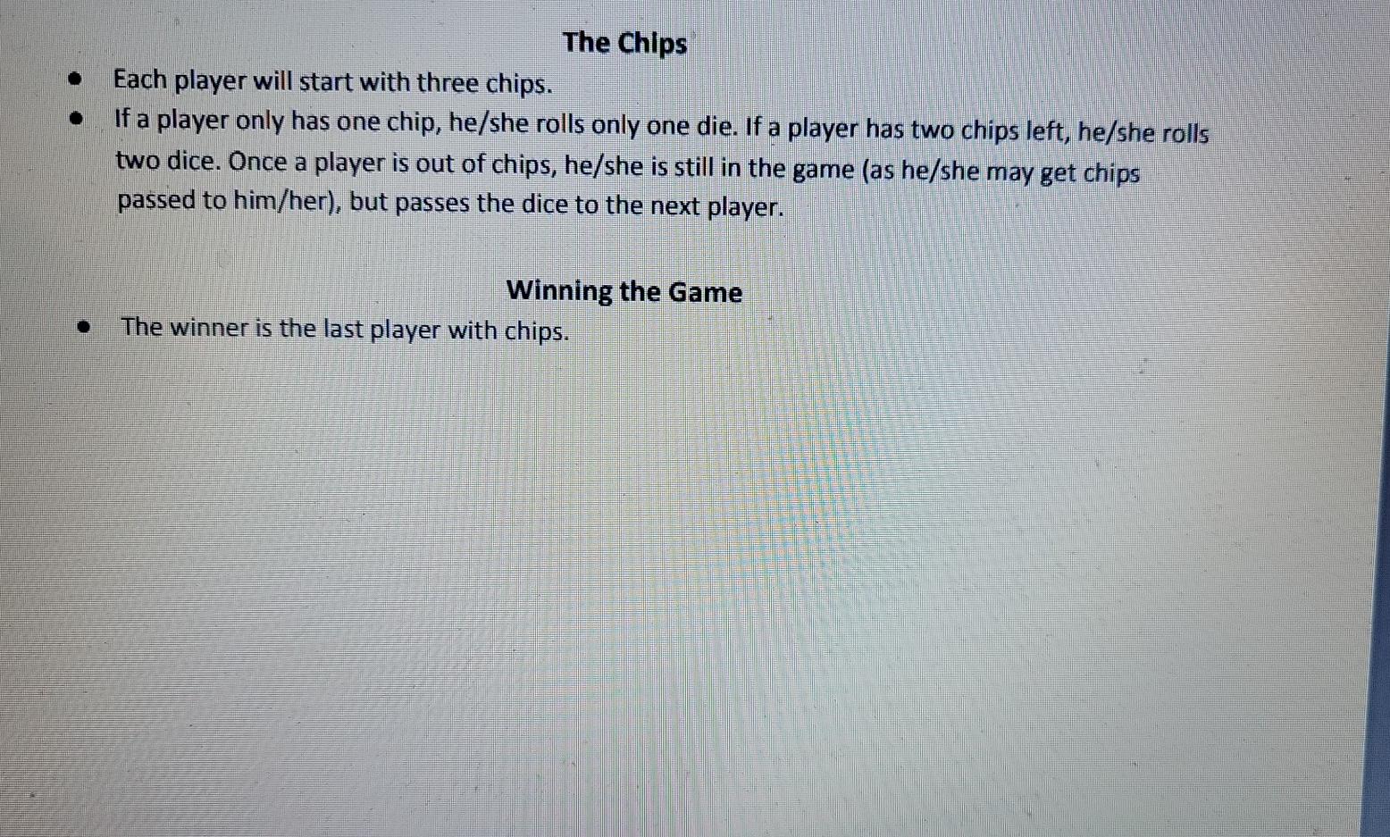 Solved IT 312 LCR Rules Develop a program that follows the | Chegg.com