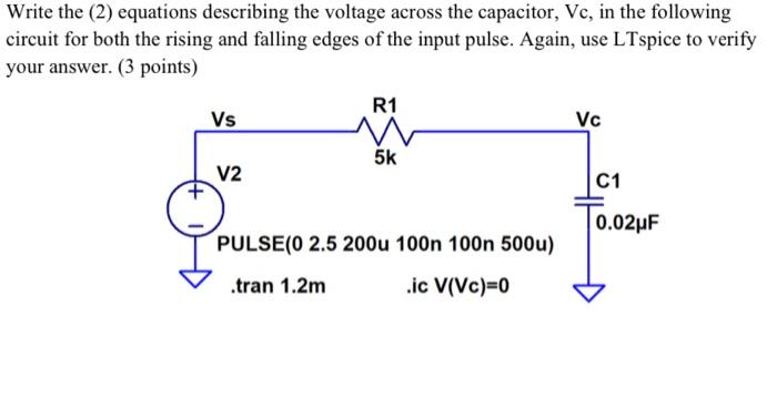 Solved Write the (2) equations describing the voltage across | Chegg.com