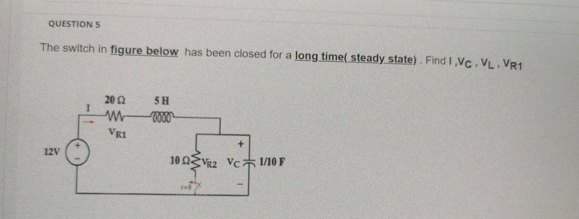 Solved The switch in figure below has been closed for a long | Chegg.com