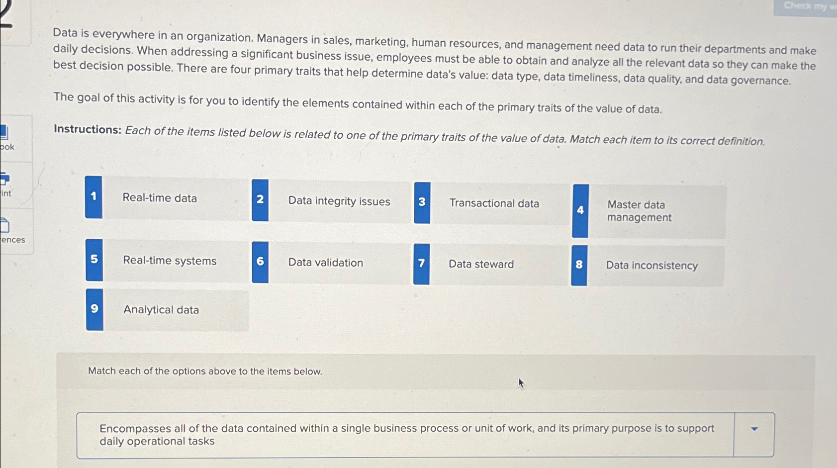 Solved Data is everywhere in an organization. Managers in | Chegg.com