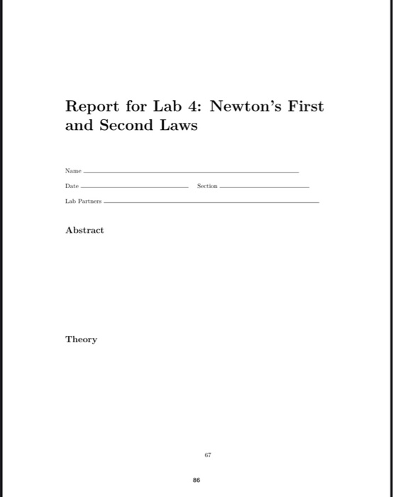 Solved Data for Lab 4: Newton's First and Second Laws Name | Chegg.com