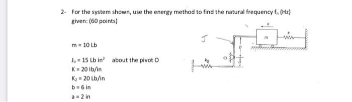 Solved 2- For the system shown, use the energy method to | Chegg.com