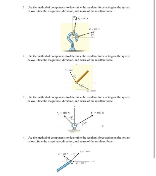 Solved 1. Use the method of components to determine the | Chegg.com