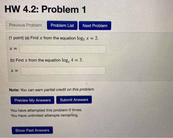 Solved HW 4.2: Problem 2 Previous Problem Problem List | Chegg.com
