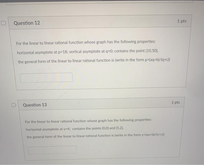 Solved question 12 1 pts for the linear to linear rational chegg
