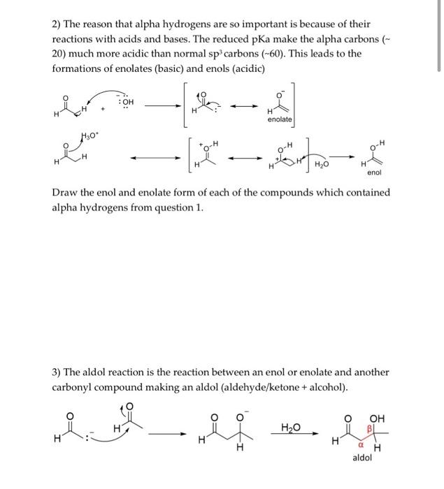 Solved 1) Chapter 22 focuses on reaction using the alpha | Chegg.com