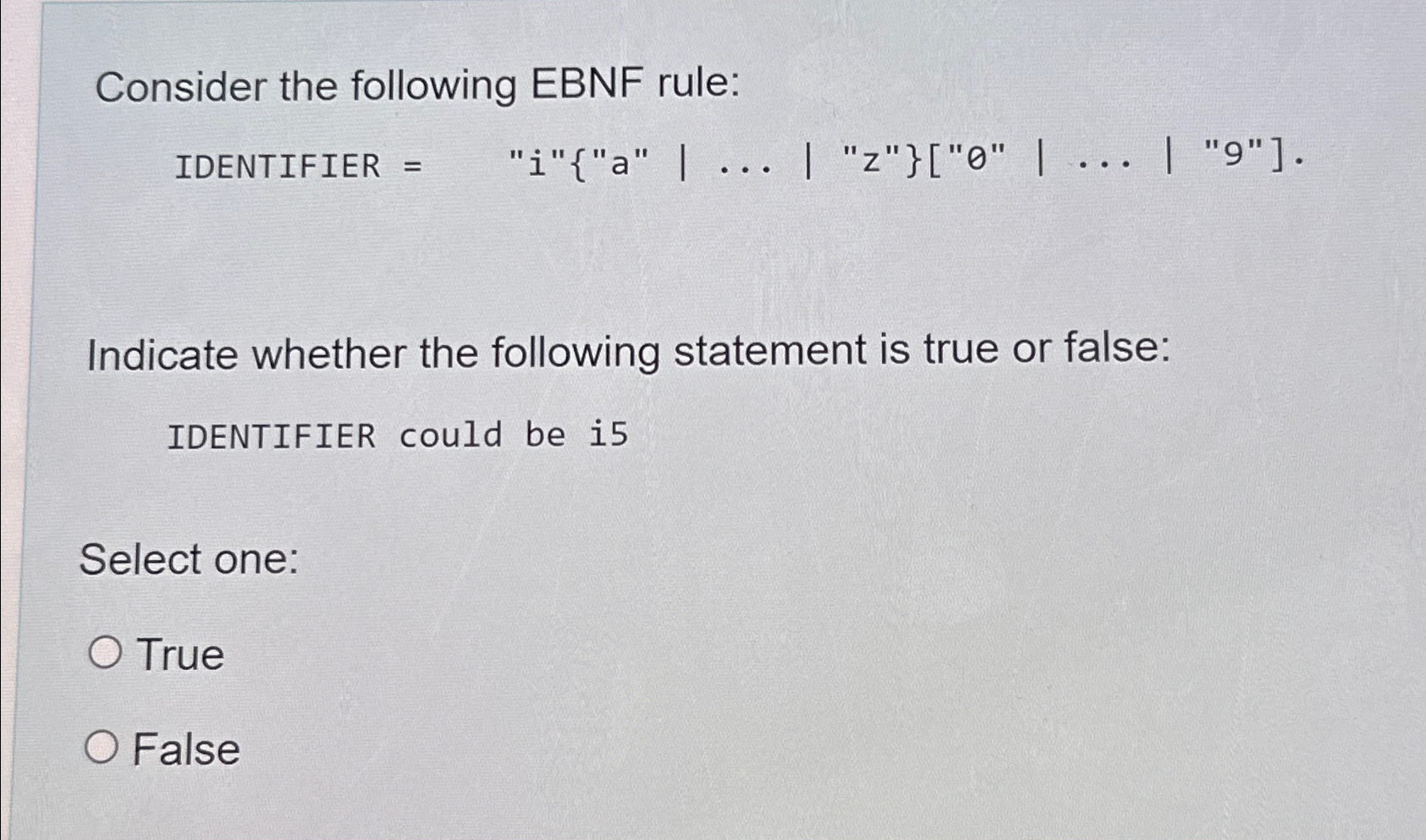 Solved Consider The Following EBNF Rule: ﻿IDENTIFIER | Chegg.com