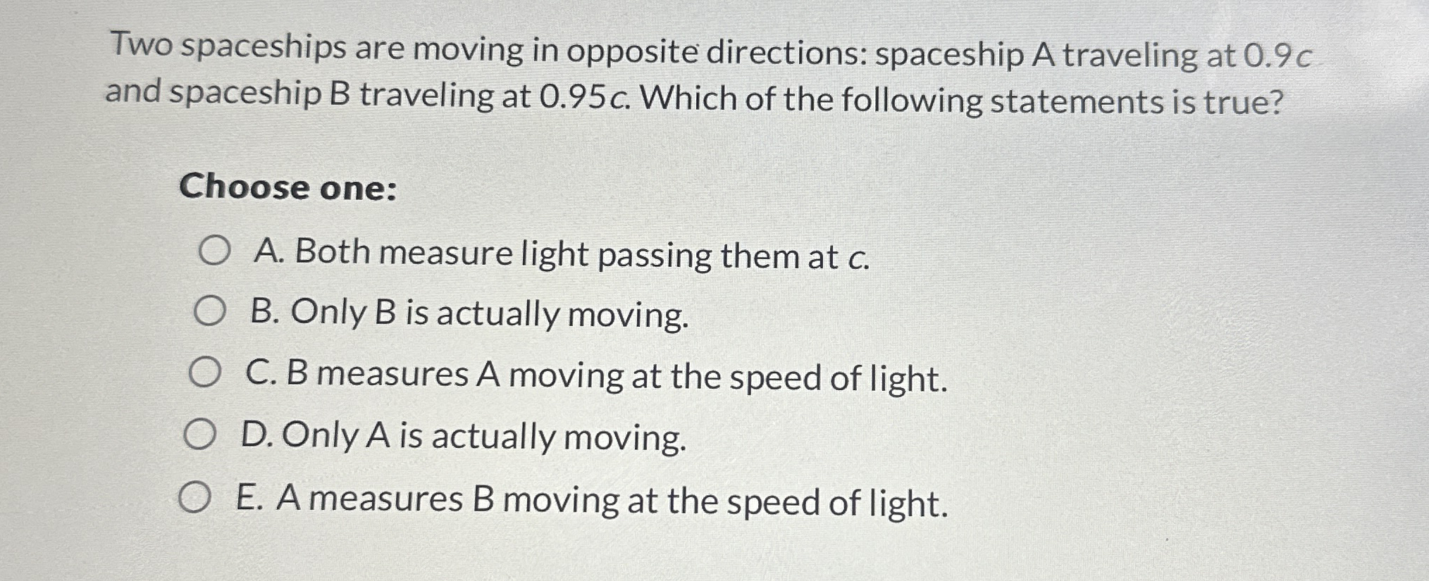 Solved Two spaceships are moving in opposite directions: | Chegg.com 