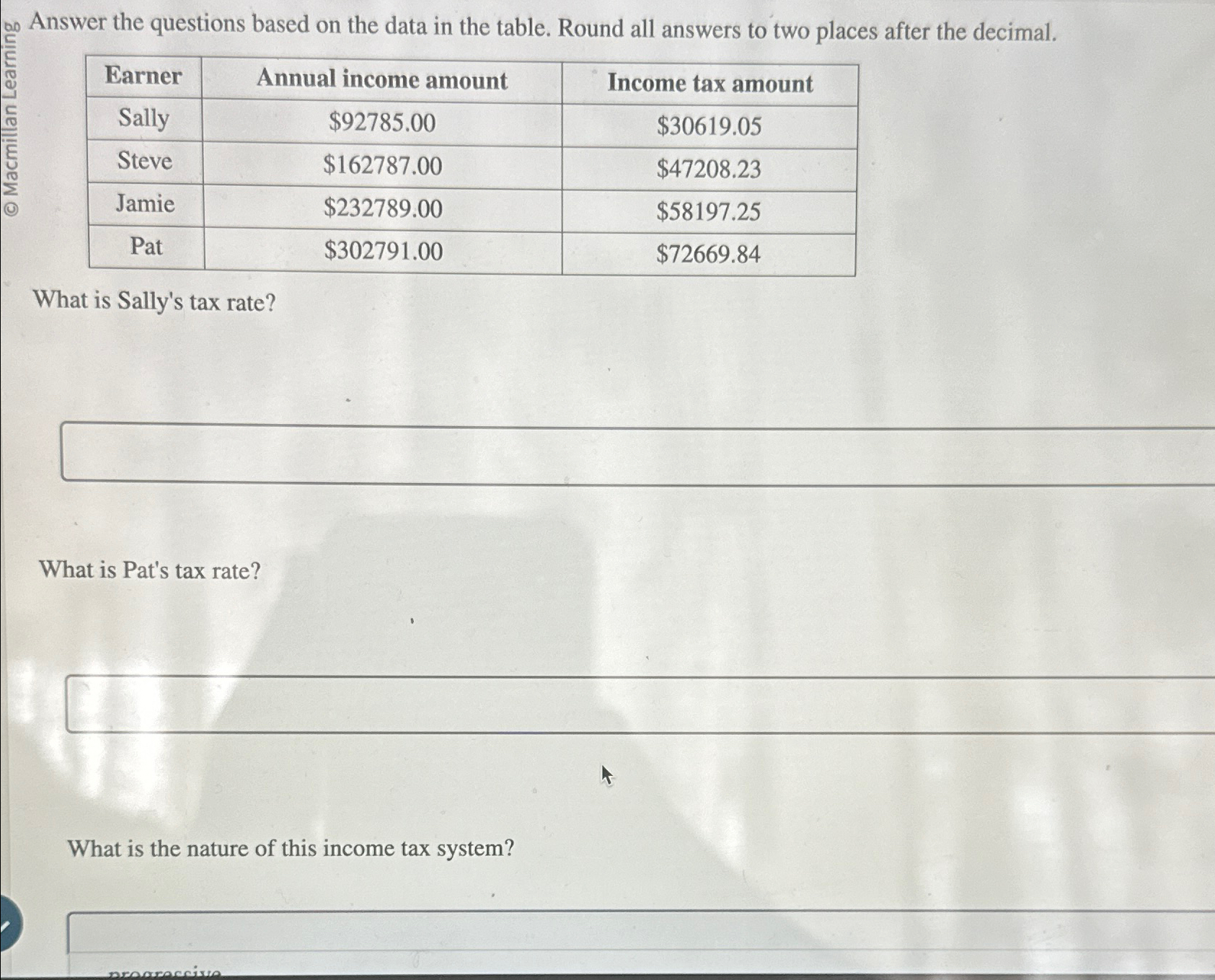 Answer the questions based on the data in the table. | Chegg.com