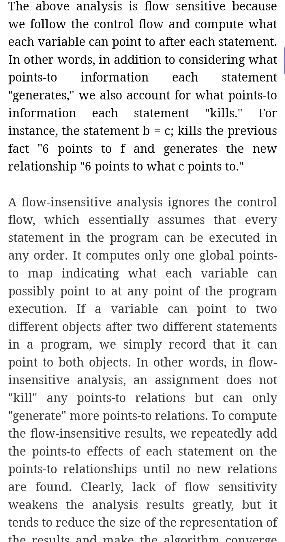 Solved The above analysis is flow sensitive because we