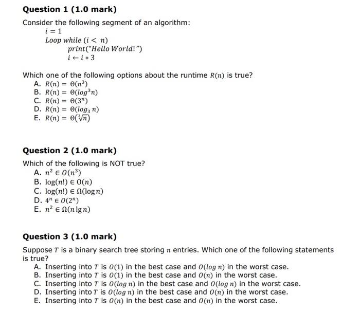 Solved Question 1 (1.0 mark) Consider the following segment | Chegg.com