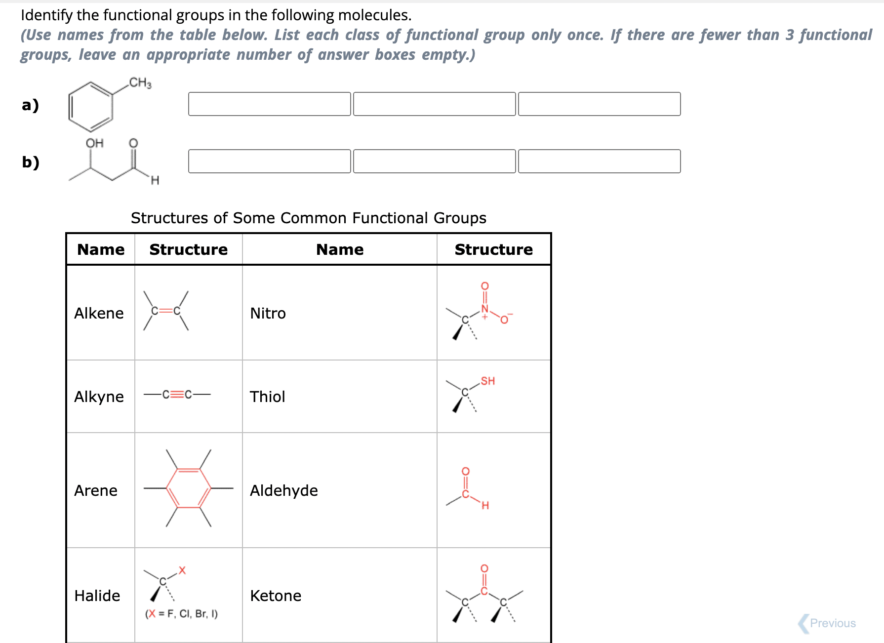 Solved Identify the functional groups in the following | Chegg.com