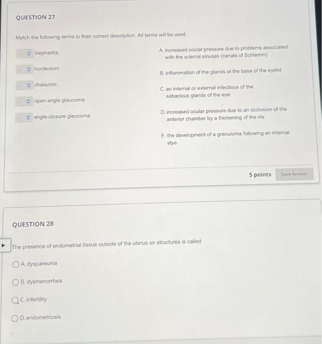 Solved Match The Following Terms To Their Correct | Chegg.com