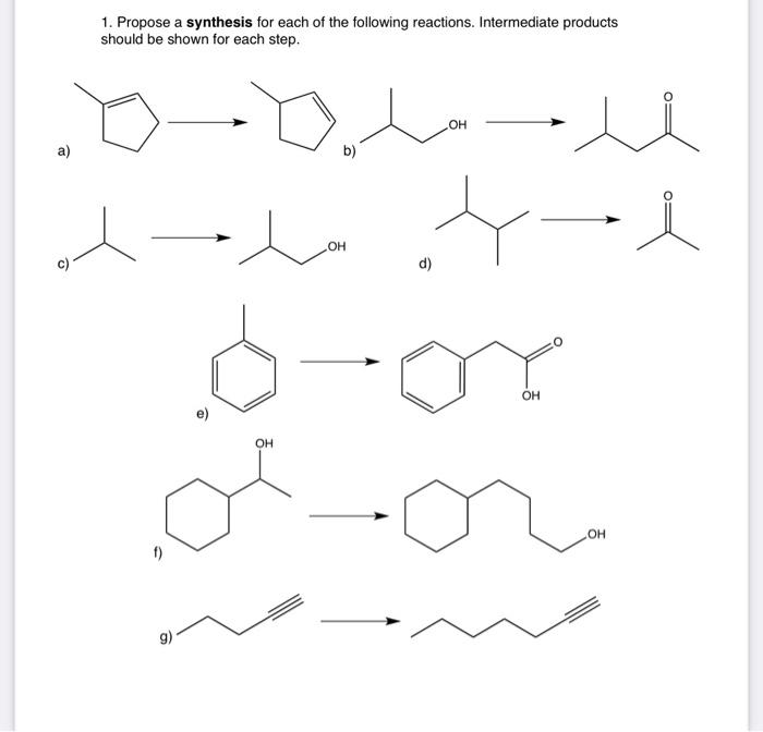 Solved 1. Propose a synthesis for each of the following | Chegg.com