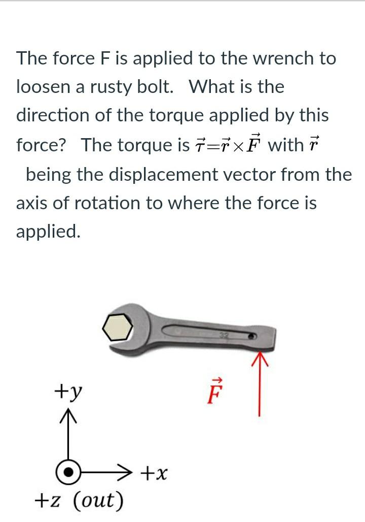 Solved The Force F Is Applied To The Wrench To Loosen A 