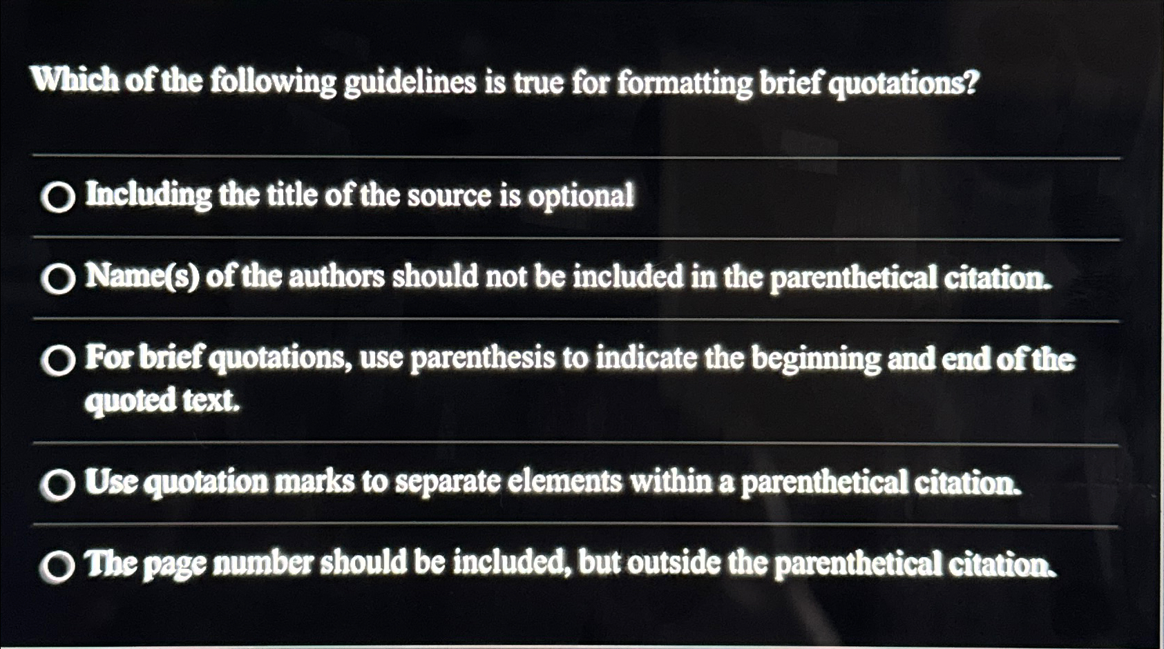 Solved Which of the following guidelines is true for | Chegg.com