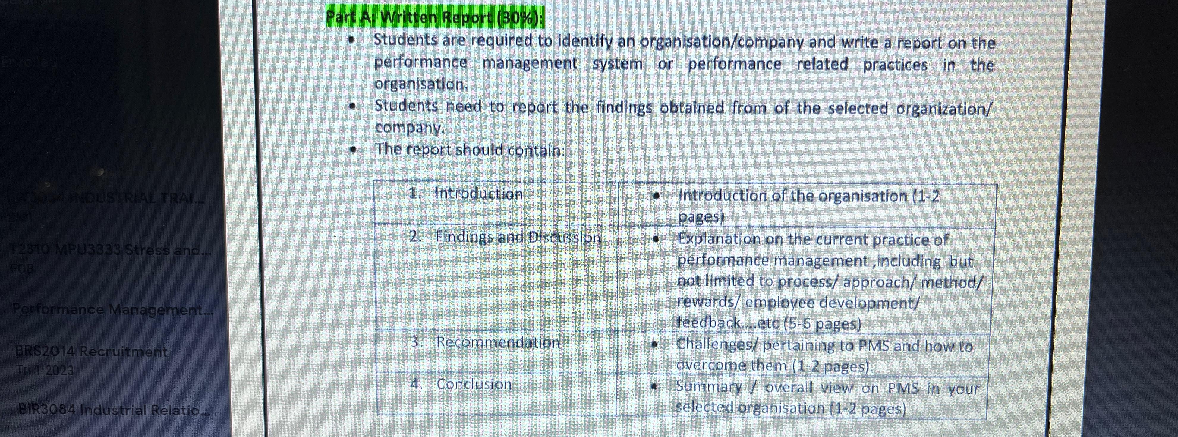 Solved Part A: Written Report (30%):Students are required to | Chegg.com