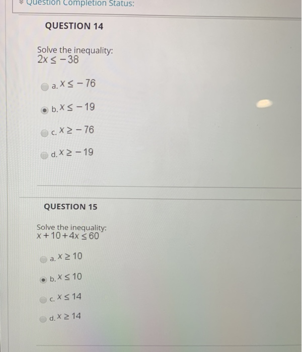 Solved Question Completion Status: QUESTION 14 Solve the | Chegg.com