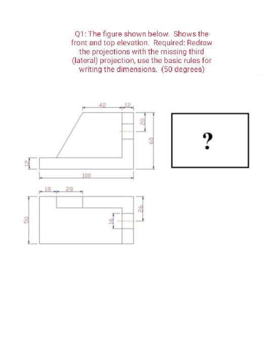 Solved Q1: The figure shown below. Shows the front and top | Chegg.com
