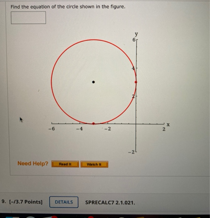 Solved Find the equation of the circle shown in the figure. | Chegg.com