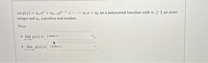 Solved Let Pxanxnan−1xn−1⋯a1xa0 Be A Polynomial 5703