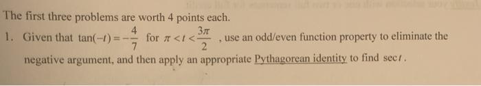 Solved The first three problems are worth 4 points each. 4 | Chegg.com