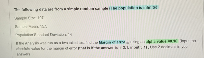Solved The following data are from a simple random sample | Chegg.com