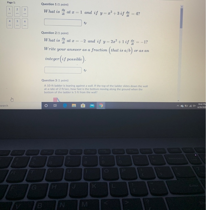 Solved Page 1: 1 2. 3 Question 1 (1 point) What is at 2 = = | Chegg.com