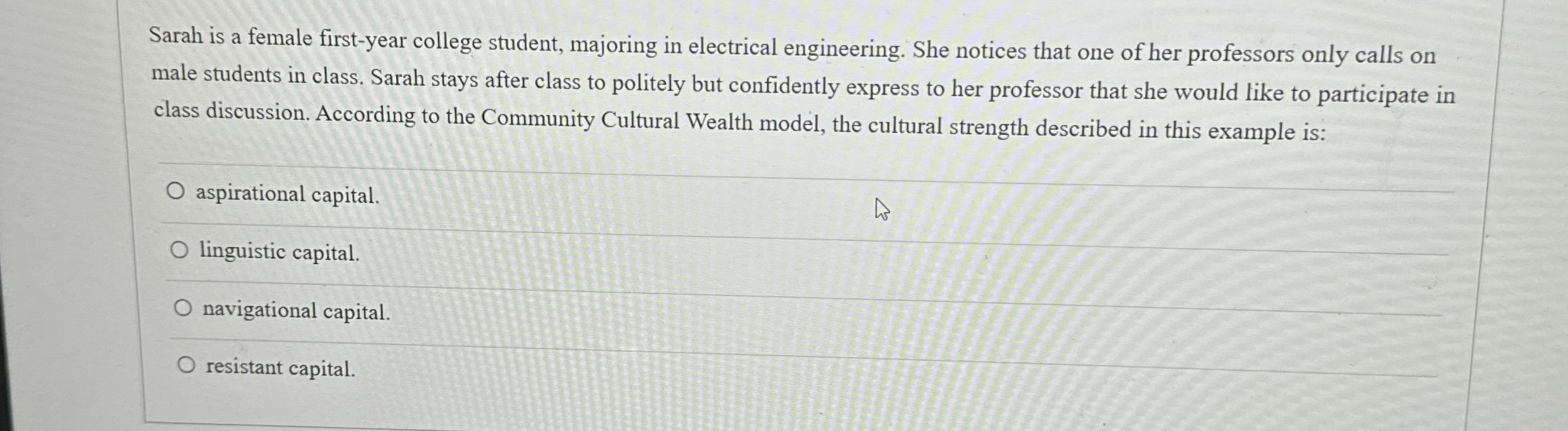 Solved Sarah is a female first-year college student, | Chegg.com