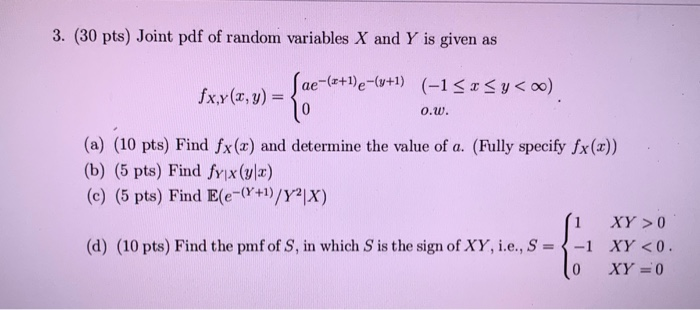 Solved 3 30 Pts Joint Pdf Of Random Variables X And Y Chegg Com