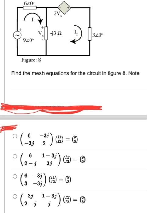 Solved Find The Mesh Equations For The Circuit In Figure 8. | Chegg.com