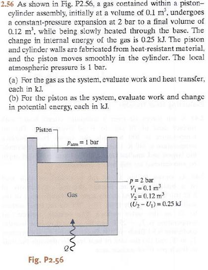 Solved As Shown In Fig.P2.56, A Gas Contained Within A | Chegg.com