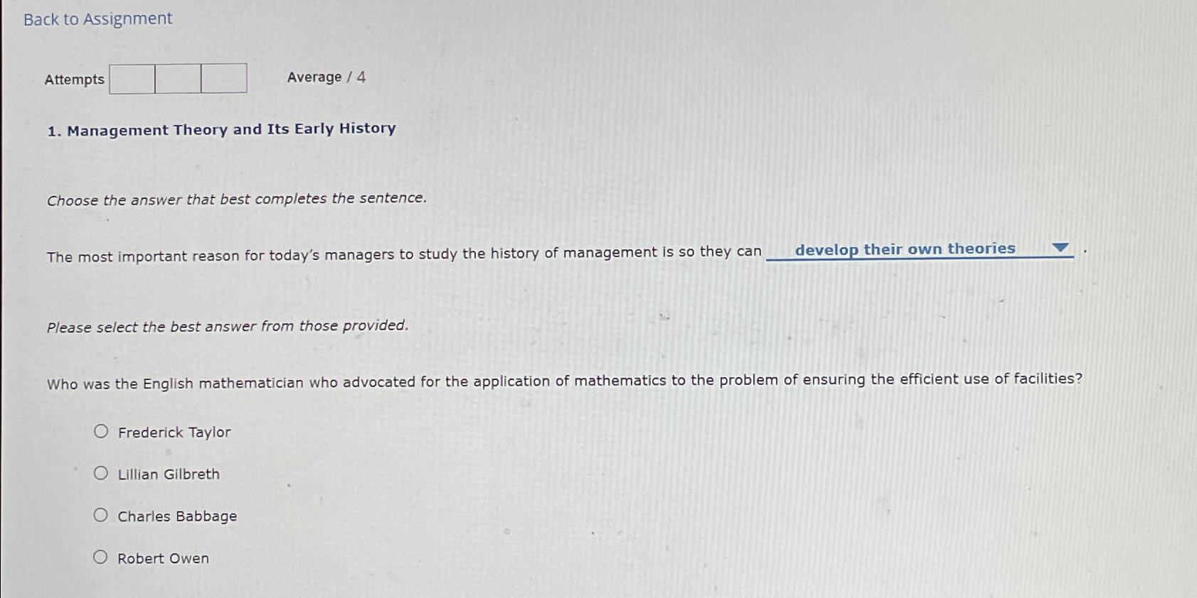 Solved Back to AssignmentAttemptsAverage 4Management Chegg