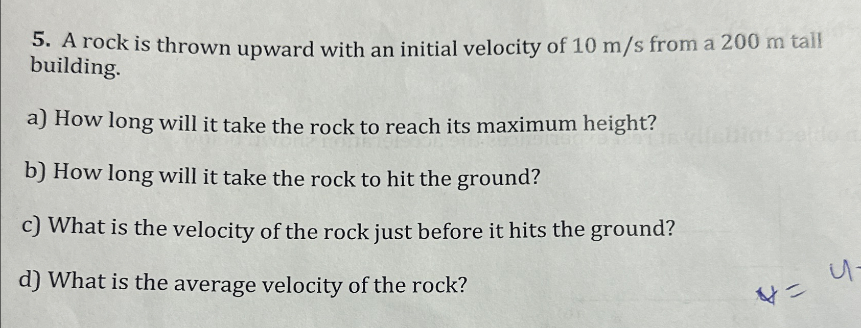Solved A rock is thrown upward with an initial velocity of | Chegg.com