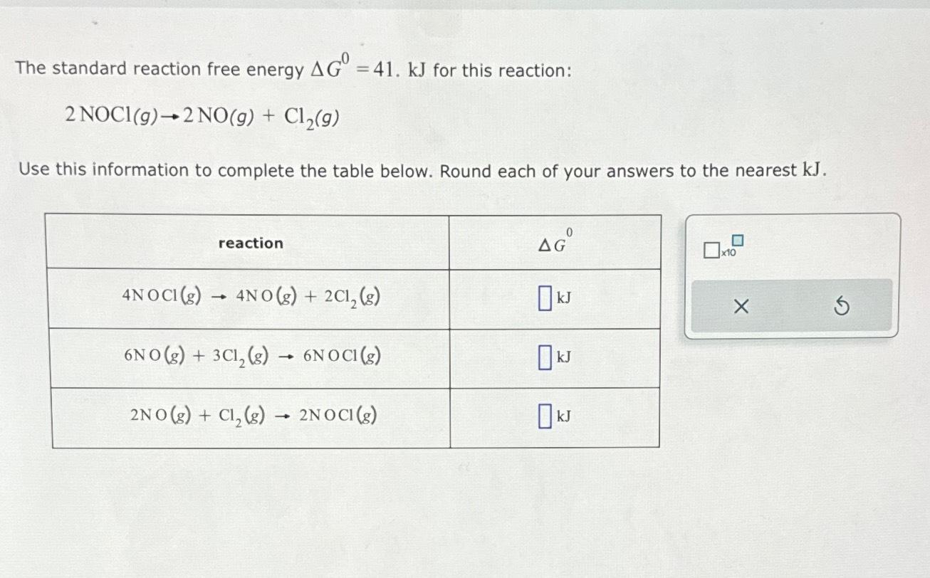 Solved The Standard Reaction Free Energy Δg0 41 ﻿kj For