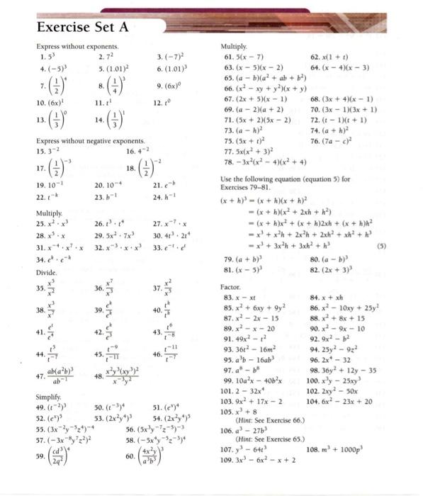 Solved Appendix A: Review of Basic Alegbra pg 737-738 (only | Chegg.com