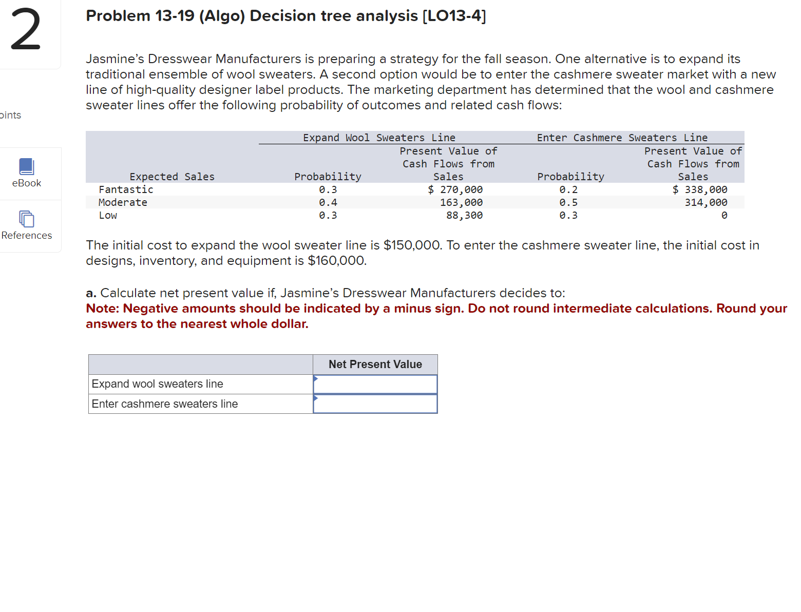 Solved Problem 13-19 (Algo) ﻿Decision Tree Analysis | Chegg.com