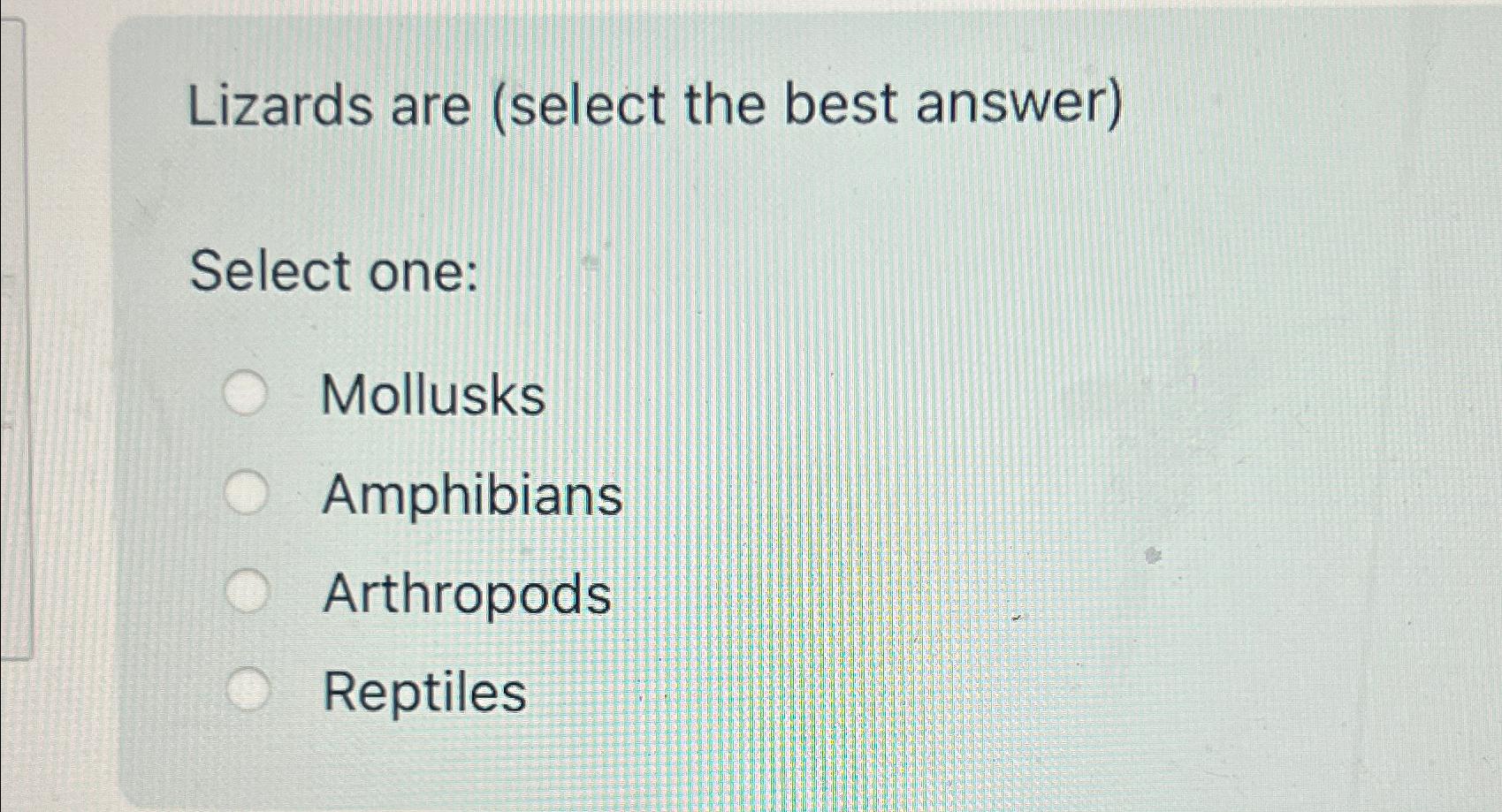 Solved Lizards are (select the best answer)Select | Chegg.com