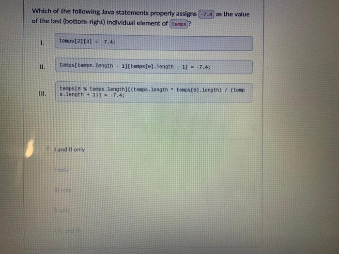Solved Which of the following Java statements returns the | Chegg.com