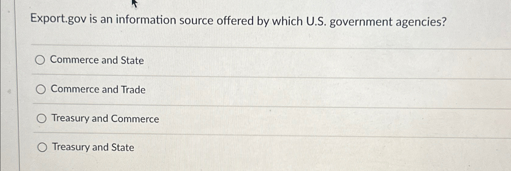 Solved Export.gov is an information source offered by which | Chegg.com