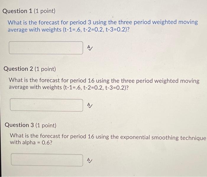 Solved Question 1 (1 point) What is the forecast for period | Chegg.com
