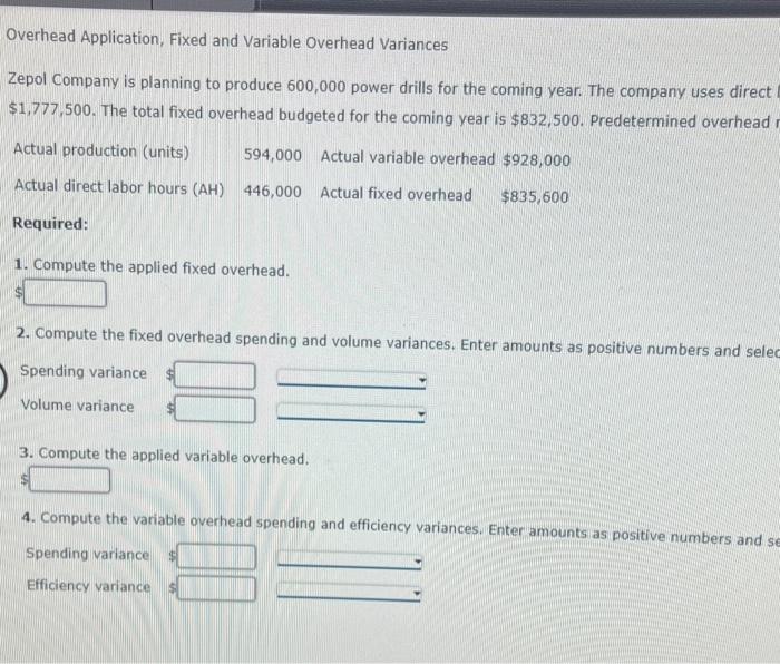 Overhead Application, Fixed and Variable Overhead